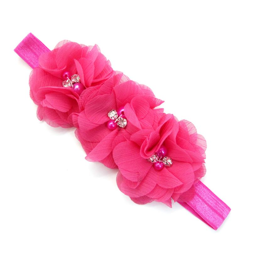 Newborn Toddler Baby Girl Elanewborn photography props hairband tiaras infantistic Headband Chiffon Flower Headband: Hot Pink 