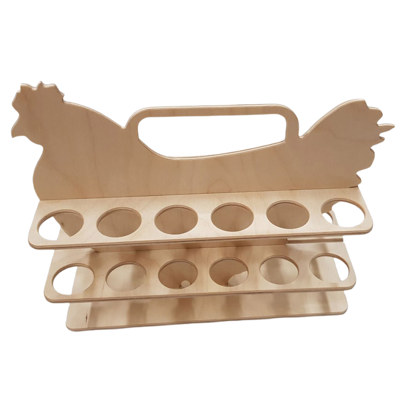 Casier à œufs en bois blanc, 12 compartiments, boîte de rangement Portable en forme de poule: Ivoire