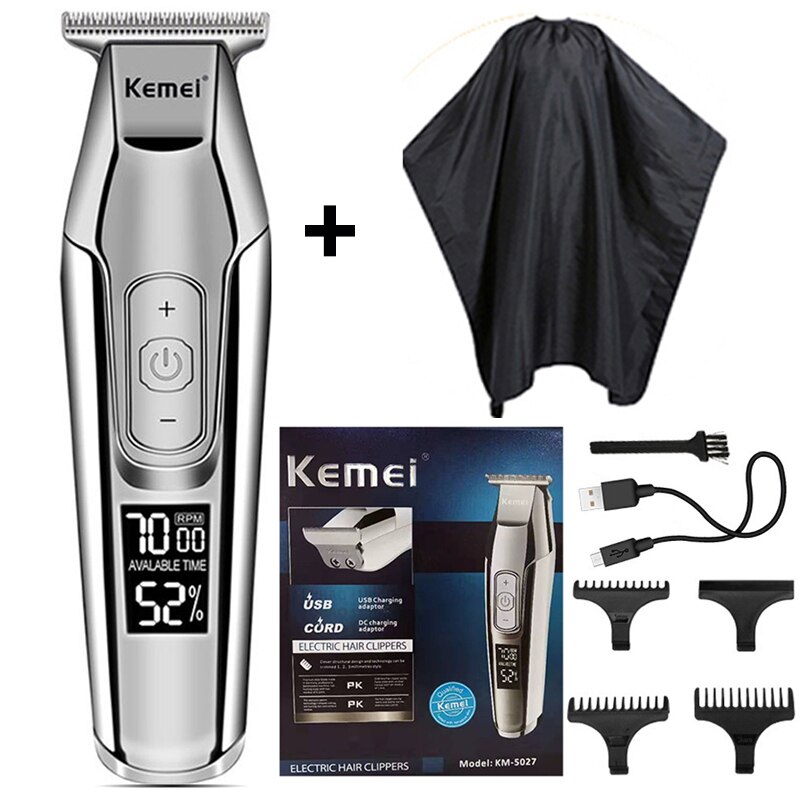 Kemei Tondeuse Baard Trimmer Mannen Tondeuse Lcd Digitale Display Cordless Kapsel Elektrische Scheerapparaat 5: Add haircut cloth