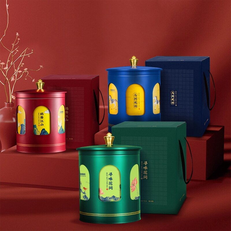 Tee Luftdichten Behälter Weißblech Lagerung Verpackung Panzer Verpackung Kasten einstellen für Weiß Tee Longjing Schwarz Tee Zinn Dosen Chinesischen GXMA