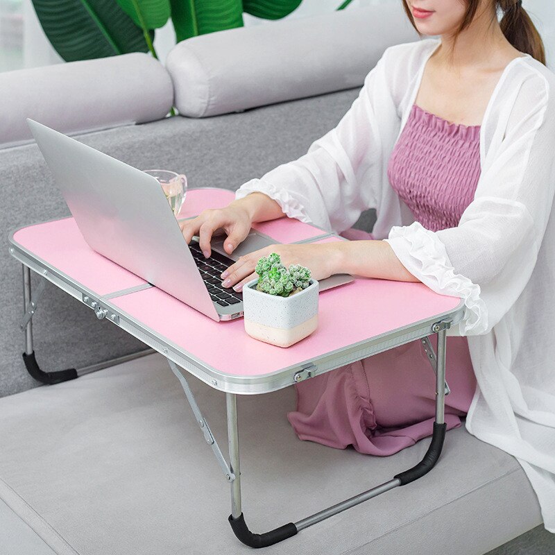 Laptop Double Folding Computer Table Folding Computer Desk PC Laptop Table Writing Workstation Home Office Furniture