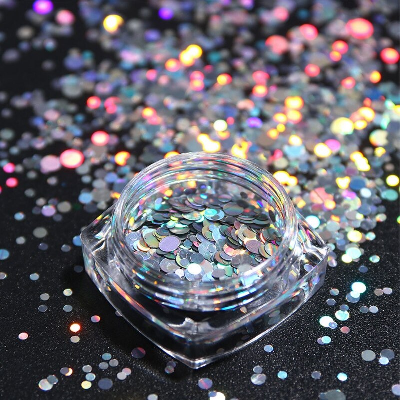 8Pc Holographic Silvery Fine Glitter Epoxy Resin Metallic Silver Festival Sequin W8EB