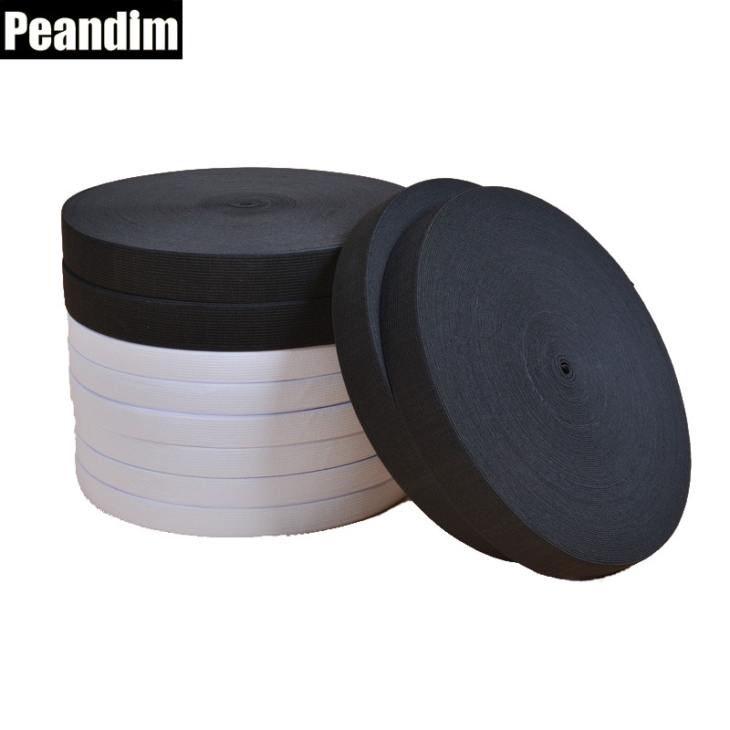 PEANDIM 1.5cm Breedte 30meter DIY Naaien Elastische Band Gebreide Elastische Tape Zwart Wit Kleur Kan Kiezen