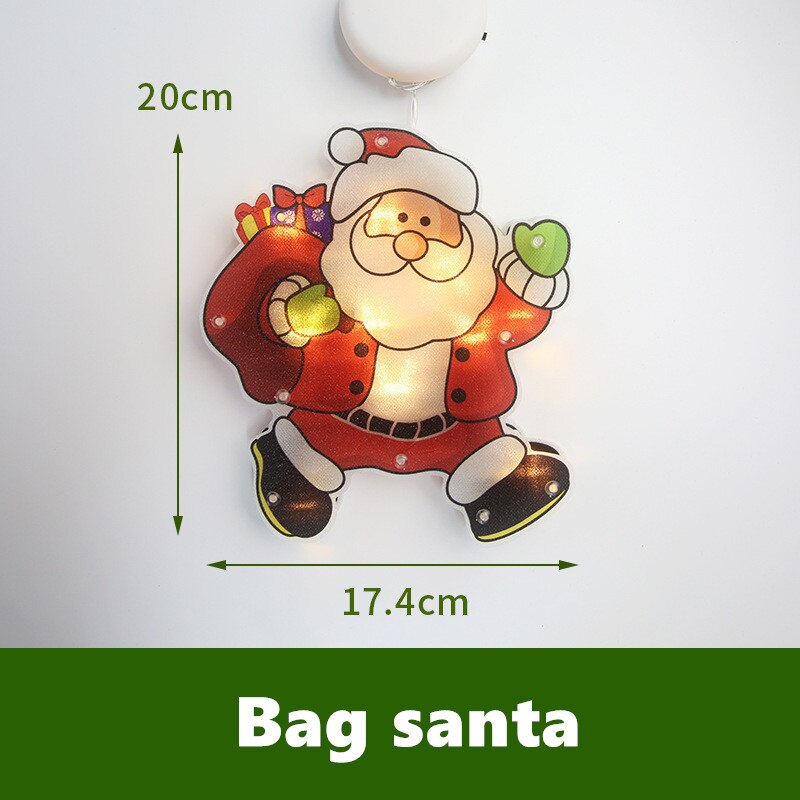 Kerst kerstman led verlichting zuignap raam kerstboom hangende verlichting festival raam decoratieve eland verlichting: Tas kerstman