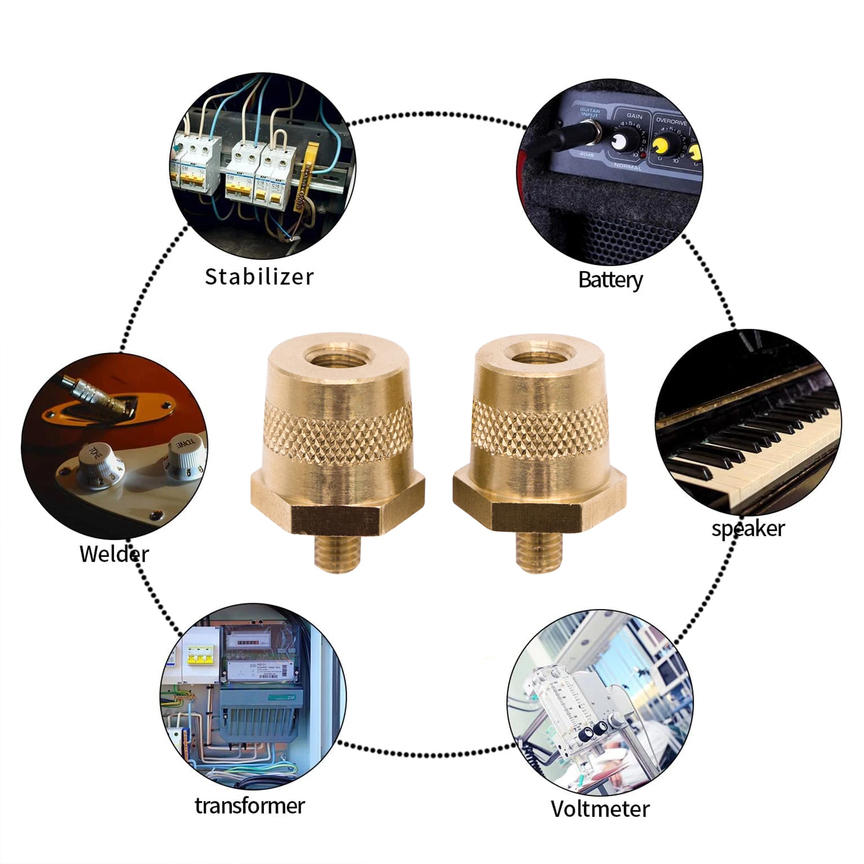 All4Caravan M6 M8 M10 Auto Car H59 Brass Lithium Battery Post Pole Terminal Connectors Adapters with Stainless Steel Screws