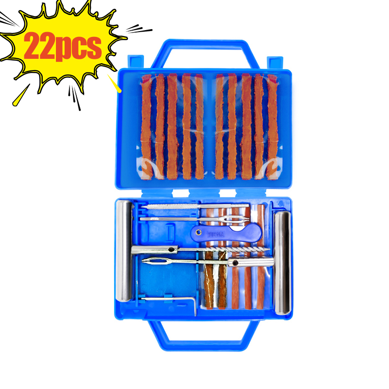 Zestaw narzędzi robić naprawy opon samochodowych, narzędzia robić naprawy przebić opon, konserwacja samochodowa, gumowe paski, kołki, korki, akcesoria robić naprawy opon rowerowych i motocyklowych.: zielony