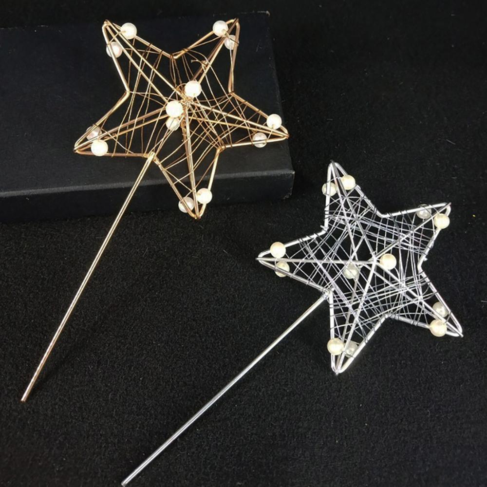 1PC Luna, Estrella y corazón forma LED perla pastel Toppers Bebé feliz cumpleaños boda Cupcakes pastel decoración herramienta