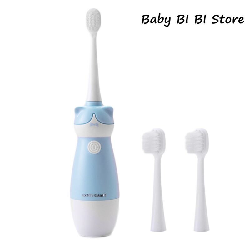 Cepillo de dientes eléctrico para niños, cabeza pequeña, pelo suave para niñas, cepillos de dientes sónicos, Mango antideslizante resistente al agua: Azul