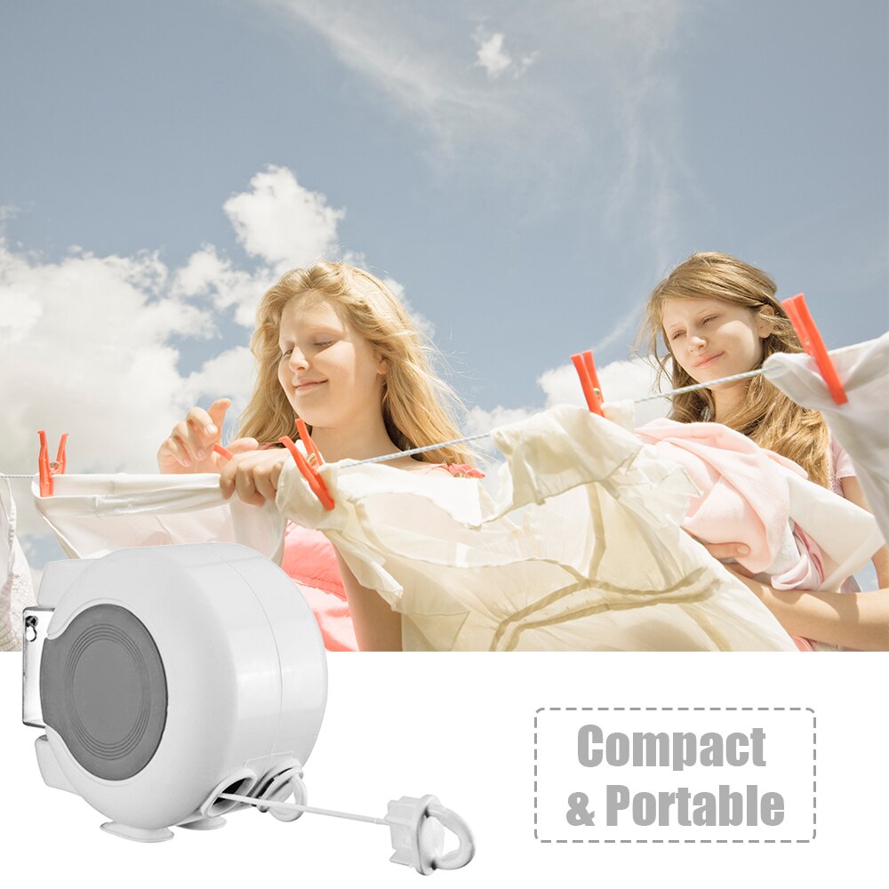 Retractable Clothesline with Dual Lines 98 Feet Portable Heavy Duty PVC Retracting Clothes Line Clothes Drying Rack for Outdoors