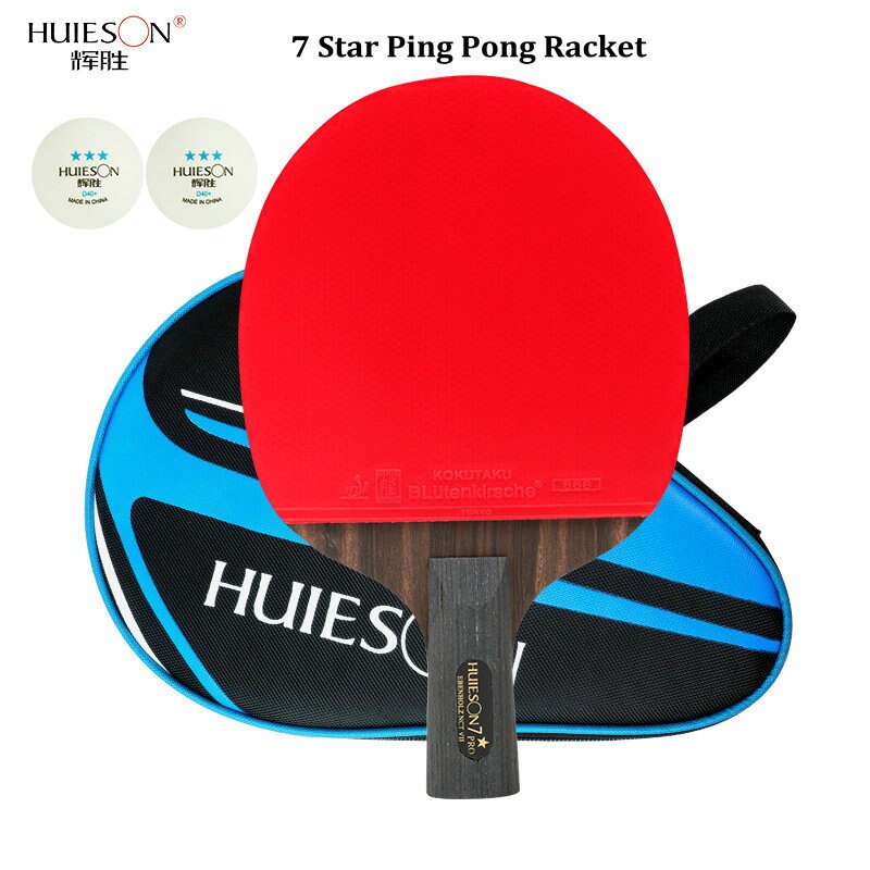 Huieson Tafeltennis Racket 7/8/9 Star Ping Pong Racket Lange Steel Korte Steel Dubbele Puistjes + 2 Stuks professionele Game Ballen: 7 star Short Handle