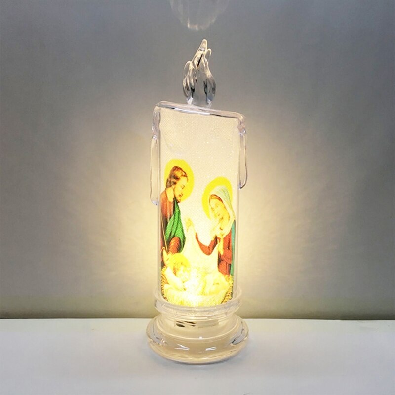 594C Jesus Reines Christus Kerze Lampe Romantische Teelicht Elektronische Flammenlose LED Andacht Gebet Kerzen Licht Religiöse