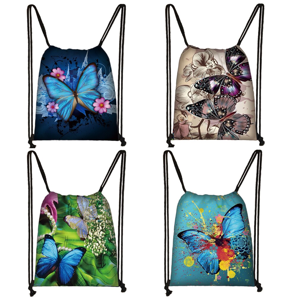 Beautiful Butterfly Women Drawstring Bag Men Storage Bag Teenager Boy Casual Backpack Travel Bags Bookbag Sack Bag