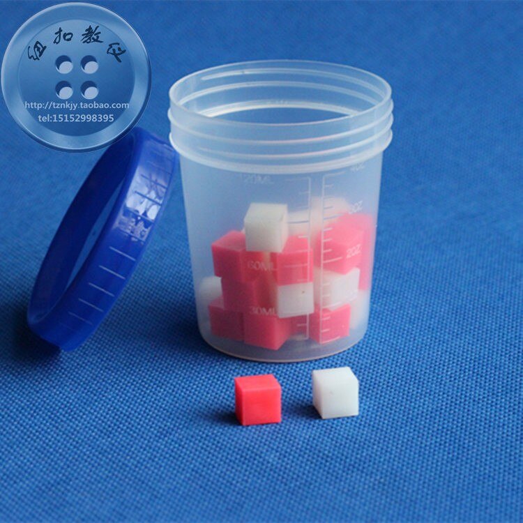 2 colores 30 Uds Cm cubos pequeños de plástico sólido longitud lateral 1cm herramientas de aprendizaje de matemáticas primarias con botella de medición