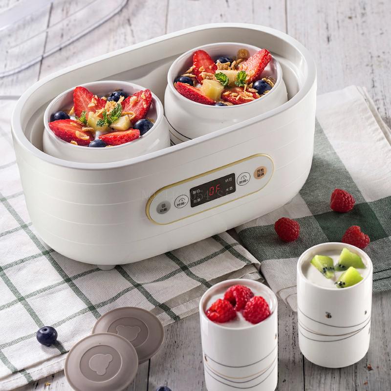 Keramiek Yoghurt Maker bevroren yoghurt machine Natto/Rijstwijn maker 3D verwarming met 2 liners & 6 keramiek cups