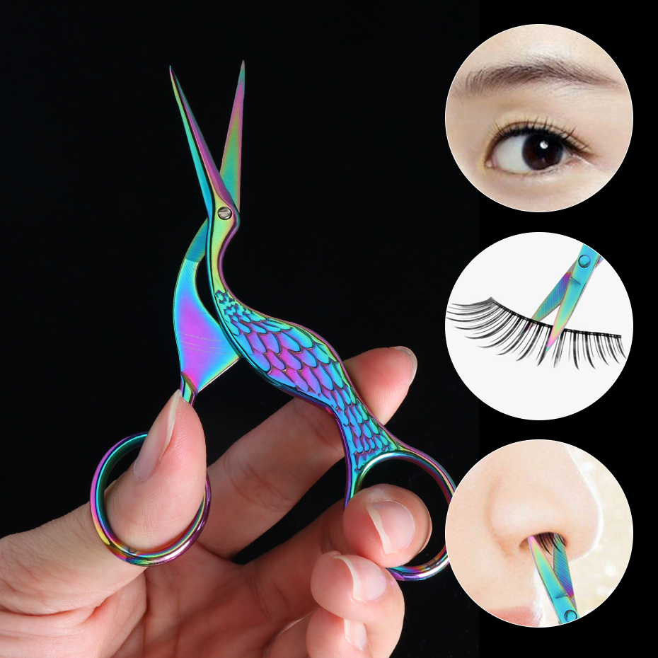 1pcs Chameleon Nail Scissors Stainless Steel Curved Crane Cuticle Cutter Eyebrow Hair Scissor Trimmer Nippers Makeup Tool BE1519