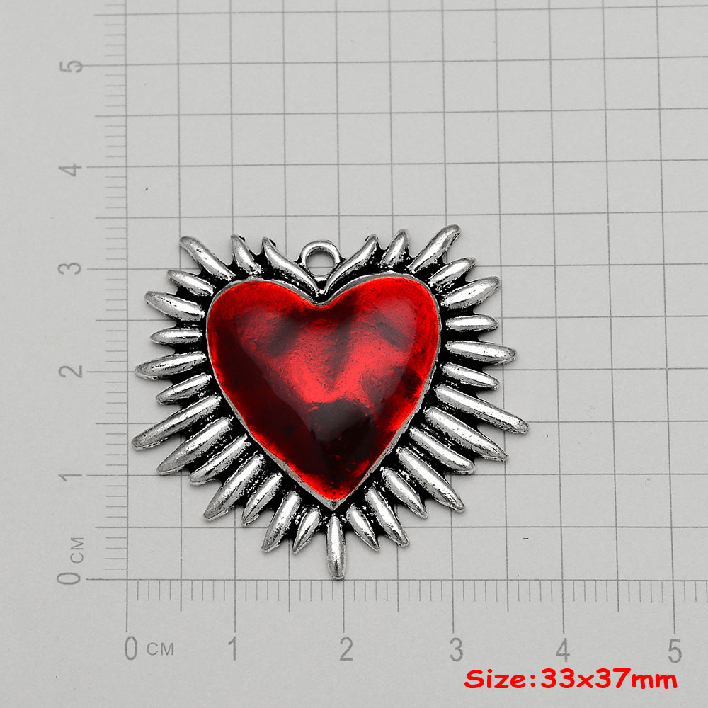 4pcs/Lot Gothic Burning Sacred Heart Charms Corazon Winged Catholic Pendants For Diy Necklace Earring Jewelry Making Supplies: Antique Bronze Plated