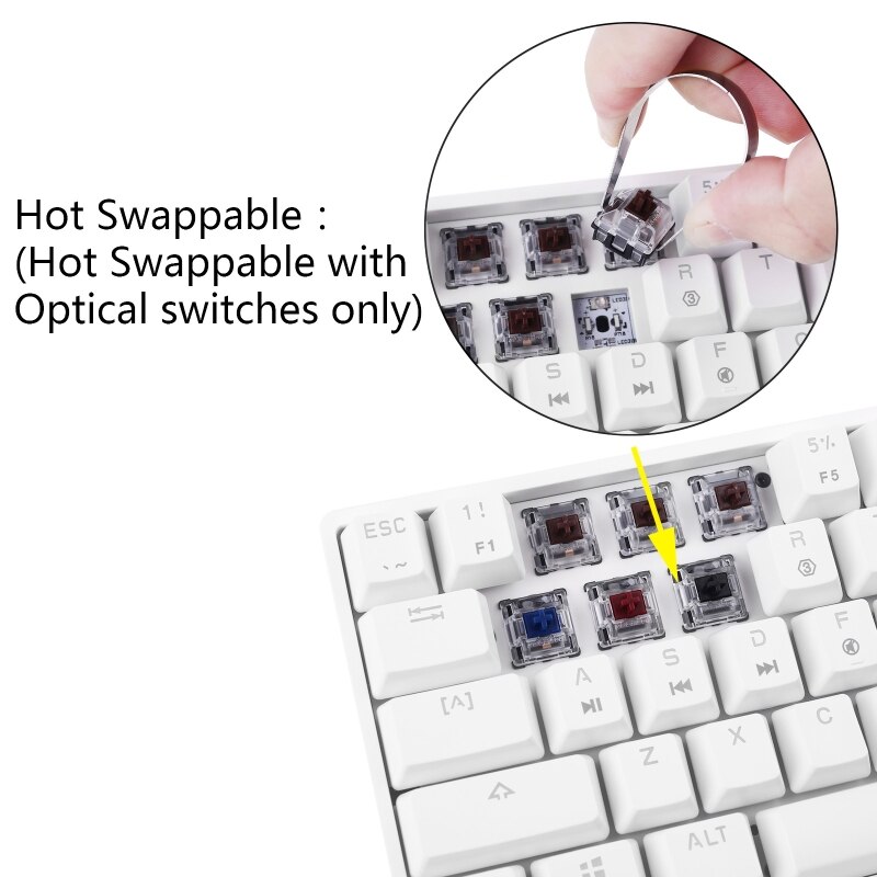 SK61 Mini Portable 60% Mechanical Keyboard Gateron optical Switches RGB Backlit Swappable Wired Gaming Keyboard for PC Mac