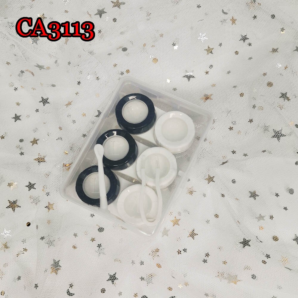 3Pcs Contact Lens Case Reizen Bril Lenzen Box Voor Unisex Ogen Care Kit Houder Container Ondersteuning Gif CA3113: 3113 whiteblack