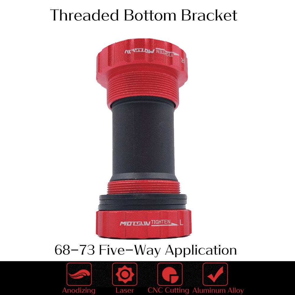 Bike Bottom Bracket Set Sealed Bearing Threaded 68 73mm BSA 68 BB 91 Shell 24mm Spline Axis MTB Road Bike Bottom Bracket: Red