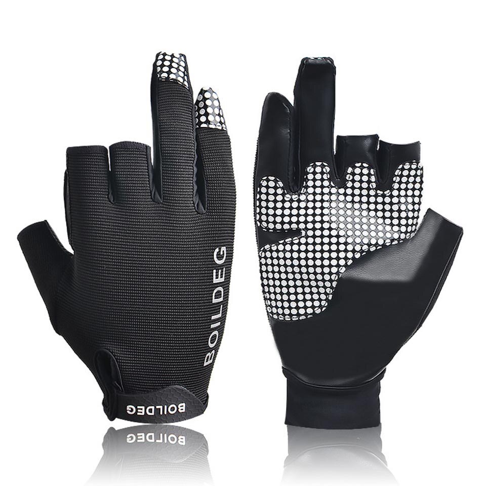 1 paio di guanti da canottaggio antiscivolo a 3 dita guanti da canottaggio per esterni riflettenti guanti da pesca resistenti all&#39;usura per barche a vela: Black / M