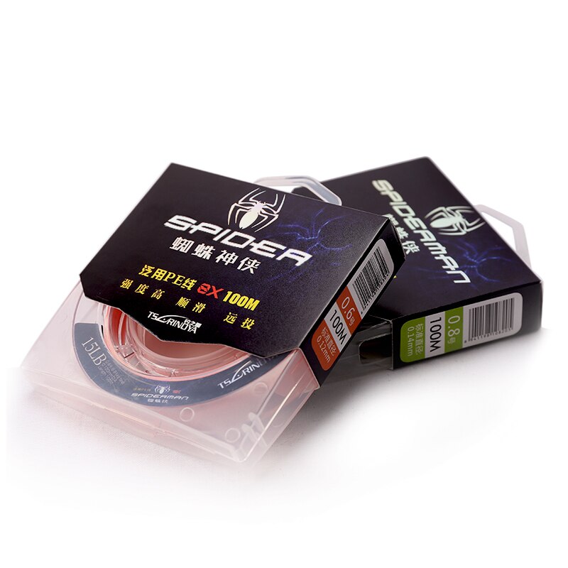 TSURINOYA-fil de pêche SPIDER Multifilament, fil de pêche Durable, ligne principale Flexible, 8 brins, tressé, 12-80lb, 100M
