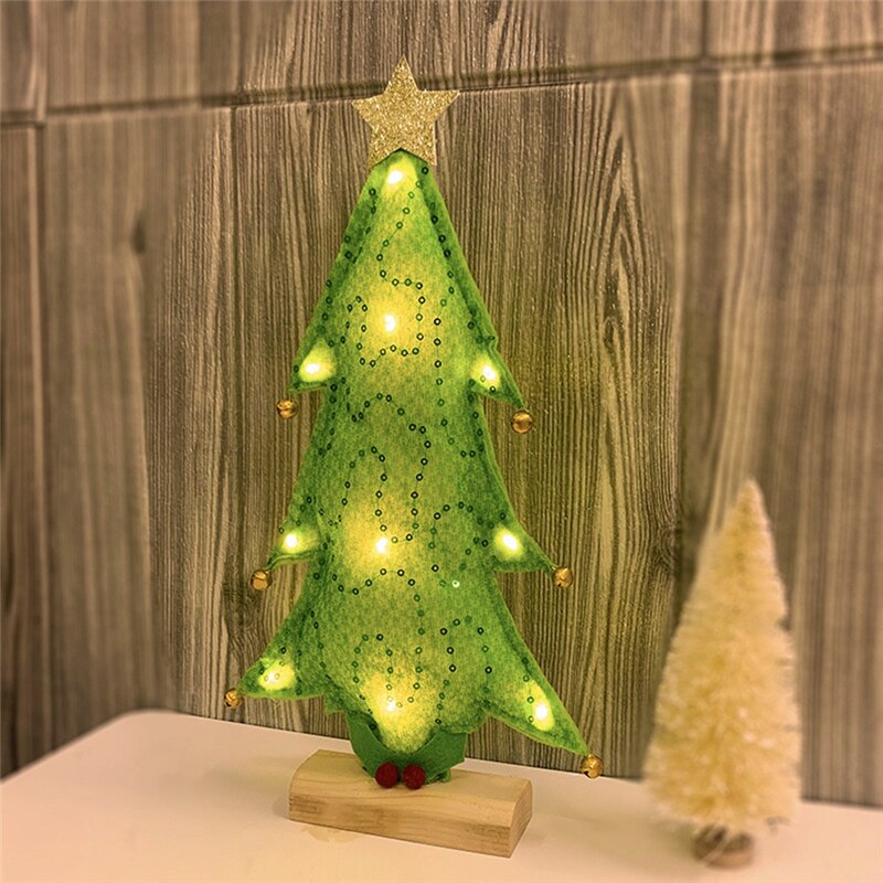 1 Piece Portable LED Christmas Tree Shaped Lamp Bedside Desktop Decorative Night Light Home Decor: Green