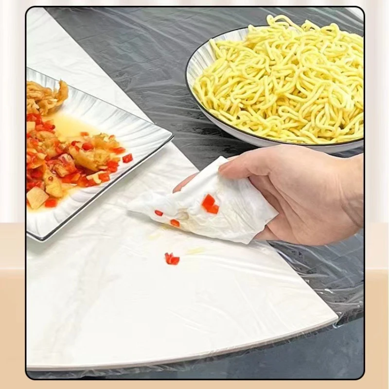 Waterproof Round Transparent Elastic Edged Table Cover PVC Simple Convient Kitchen Catering Protector Tablecloth