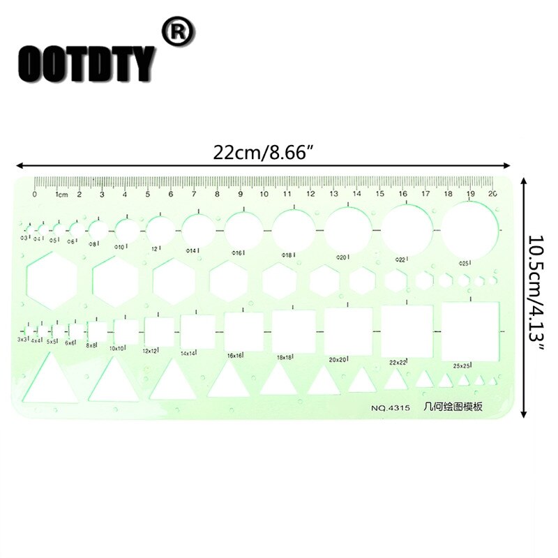 Geometrische Plastic Circles Squares Hexagons Driehoek plantillas letras Sjabloon Heerser Tekening Tool