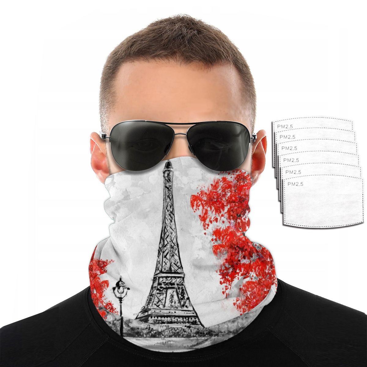 Cache-cou Bandana, masque de pêche, écharpe pour Couple sur peinture tour Eiffel, couvre-chef d&#39;extérieur multifonctionnel: Black