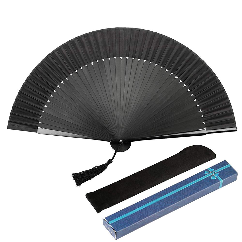 Bamboo Hand Fan Carved Hand Held Folding Fans Bamboo Wood Silk Folding Fans For Events Home Decoration: Default Title