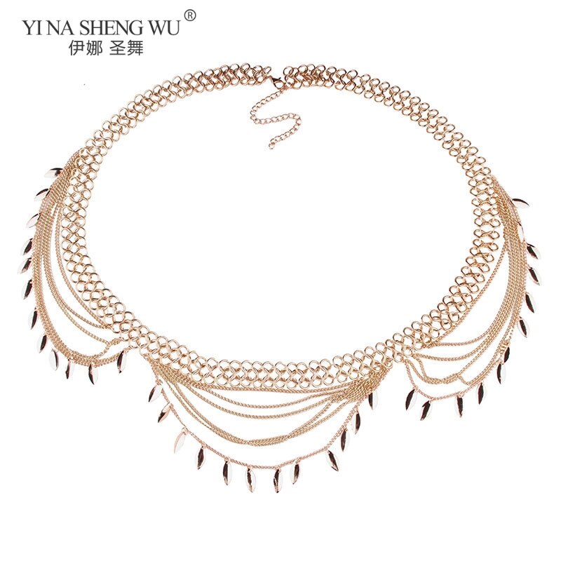 Estilo bohemio gitano, Turco vientre Cadena de cintura para baile para mujer playa Belt Sunshine Party accesorios de joyería en cadena: 80-Gold chain