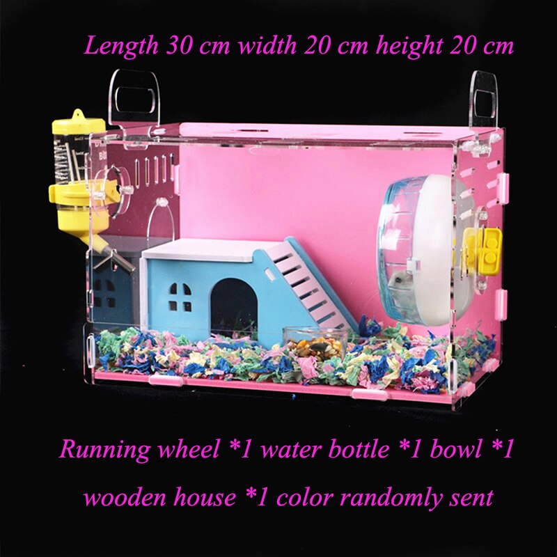 Large Size Hamster House Acrylic Small Pet Cage Transparent Oversized Villa Guinea Pig Basic Cage Toy Supplies Package Nest: Set meal-04