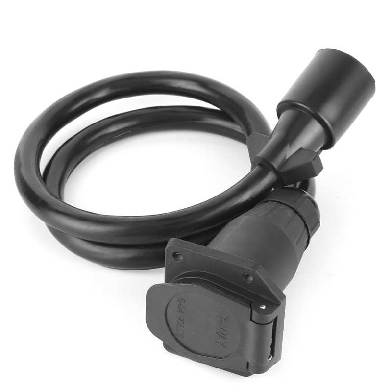 Trailer Extension Cord 7 Way 3.5ft Double Prong Male Plug Connector RV Connecting Line Trailer Connector Plug PVC+Copper+Brass