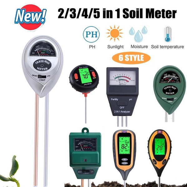 PH Soil Tester Soil Moisture Meter Monitor Sunlight Temp Testers Acidity Alkali Test Tool Garden Plant Thermometer Hygrometer