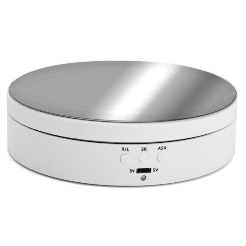 360 Degree Round Rotating Turntable Display Stand Photography Accessories Studio Shooting Photo Backdrop Stand: White(with mirror)