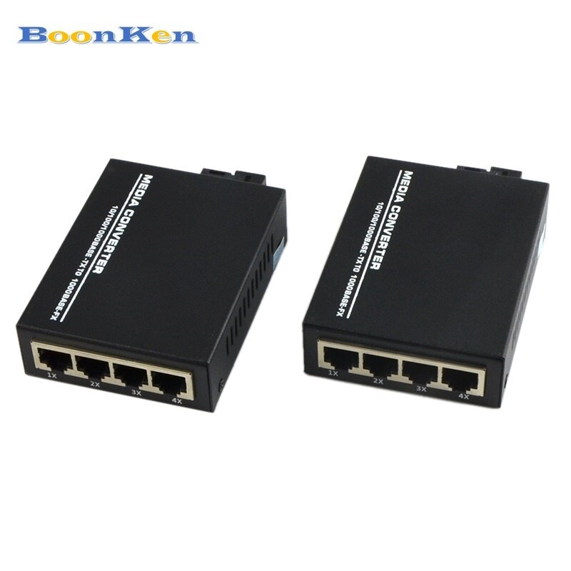 10/100M SingleMode Fiber Media Converter 1 Fiber port 4 RJ45 Ethernet Ports Fiber Optical Transceiver Fibre Optical Transceiver