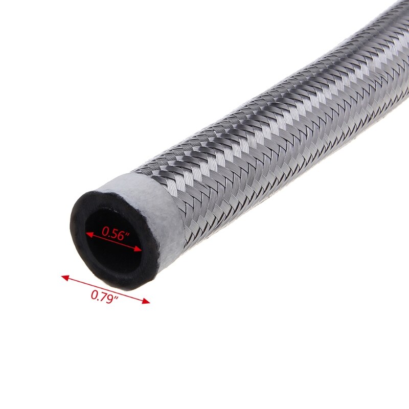 1M Stainless Steel Braided Brake Gas Oil Fuel Line Hose AN4 AN6 AN8 AN10 E7CA