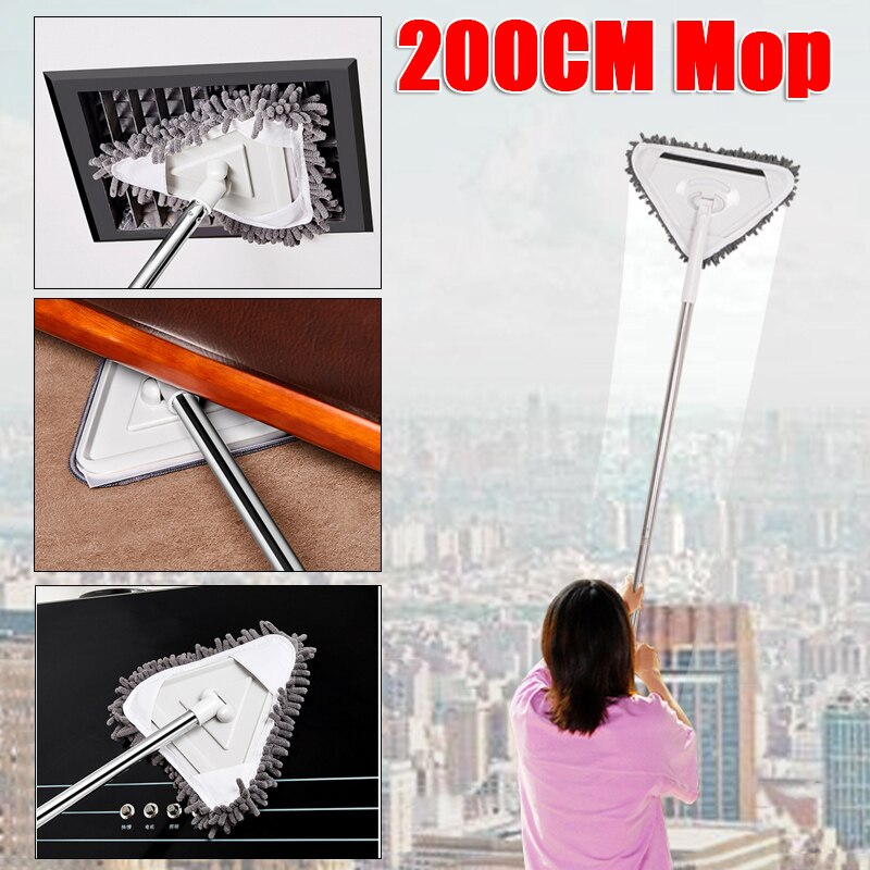 200Cm Multi Driehoek Mop Extensible Huishoudelijke Cleaning Lazy Mop Microfiber Vlakmop Badkamer Glas Floor Cleaner 180 ° Rotatie