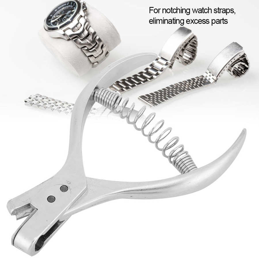 1Pc Metal Watch Incision Notching Cutting Pliers Watch Leather Strap Belt Notching Tool Watch Repair Tool for Watchmakers Silver