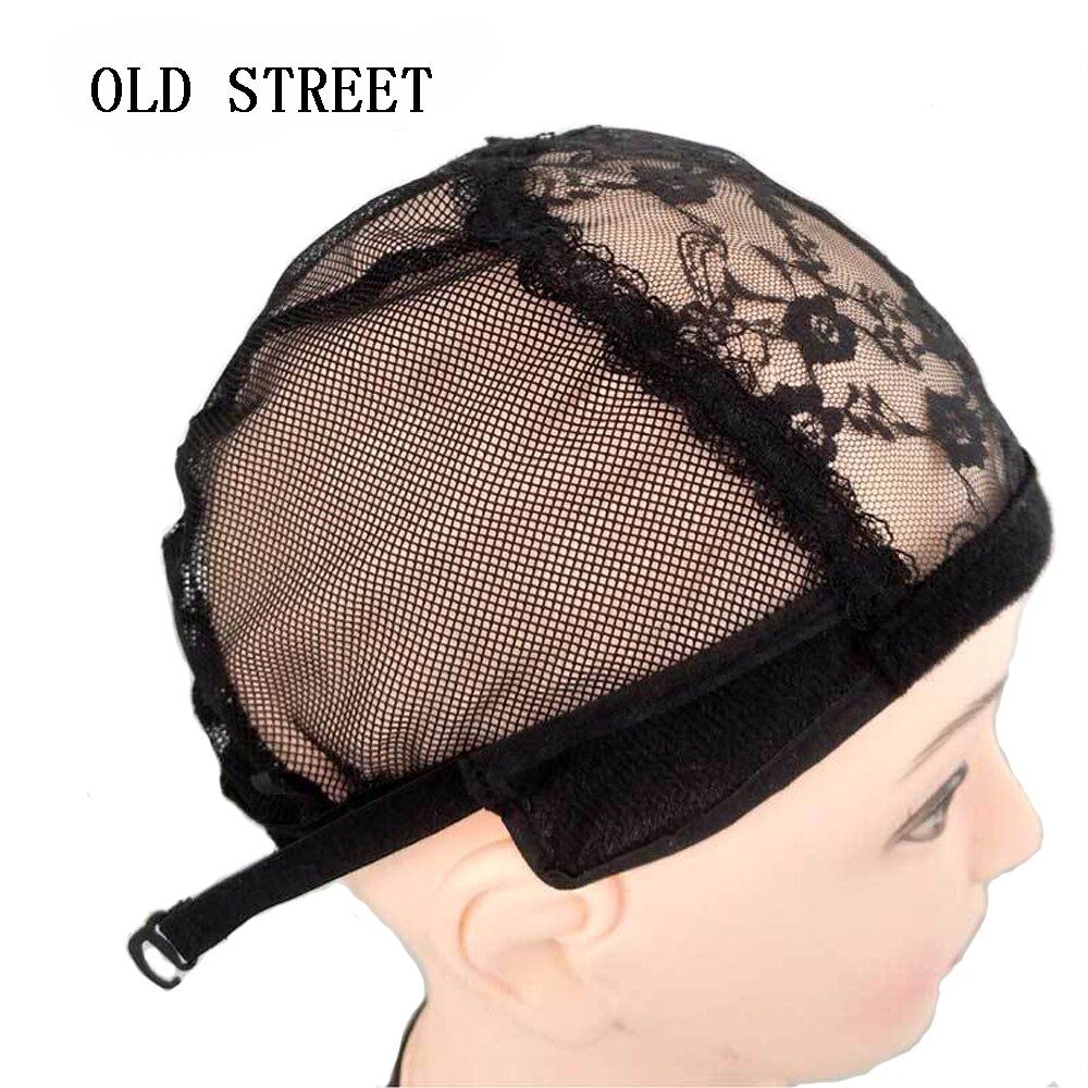 Rose Lace Wig Cap for Making Wigs 56cm With Adjustable Straps Stretch Weaving Cap 1pcs/lot Black Dome Cap Hair Nets