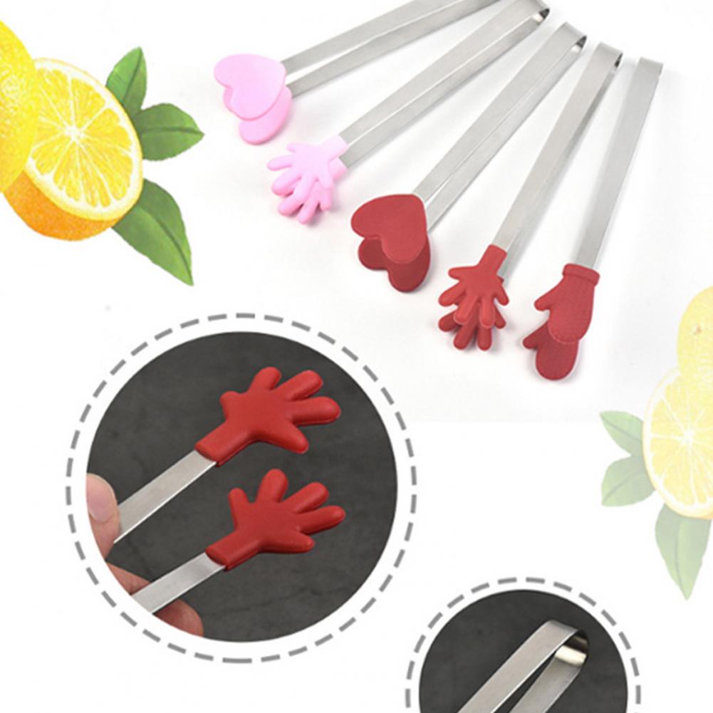 Food Clip Portable Cute Stainless Steel Mini Hand-Shaped Ice Cube Sugar Tong Kitchen Supplies Cake Shop Bread Clamp Gadget Clips