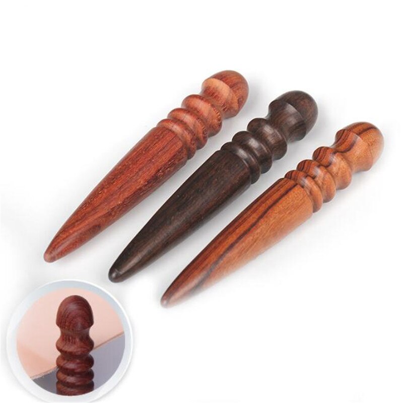 Pulidor de bordes de cuero, herramienta de pulido de madera de sándalo hecha a mano, palo de pulido de madera,