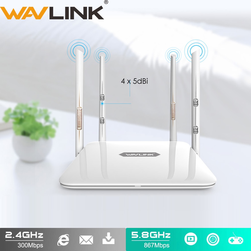 Wavlink AC1200 WiFi Router 5Ghz WiFi Extender 1200Mbps Booster 2.4Ghz WiFi Repeater 4x5dBi antenne Smart Dual- band Router