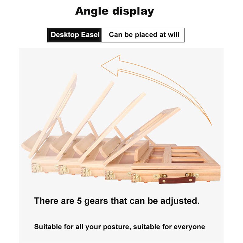 MyLifeUNIT Wooden Desktop Sketch Easel Adjustable Portable Painting Easel Artist Suitcase Paint Hardware Storage Drawer Easels