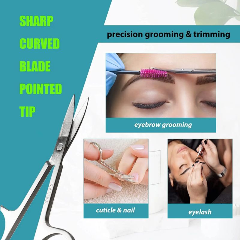 Tijeras para recortar cejas, nariz, pelo y barba de acero inoxidable, tijeras para recortar para hombres y mujeres, simple y práctico
