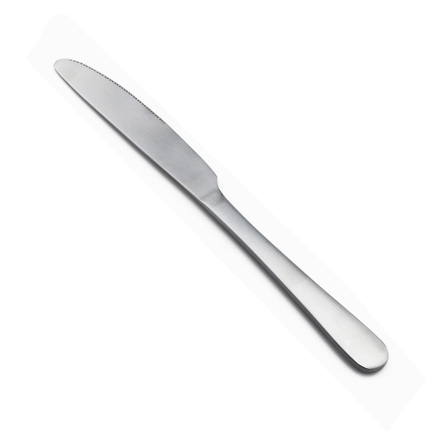 JANKNG Silver Dinnerware Set Stainless Steel Matte Silverware Cutlery Steak Knife Dessert Fork Teaspoon Tableware: Dinner Knife