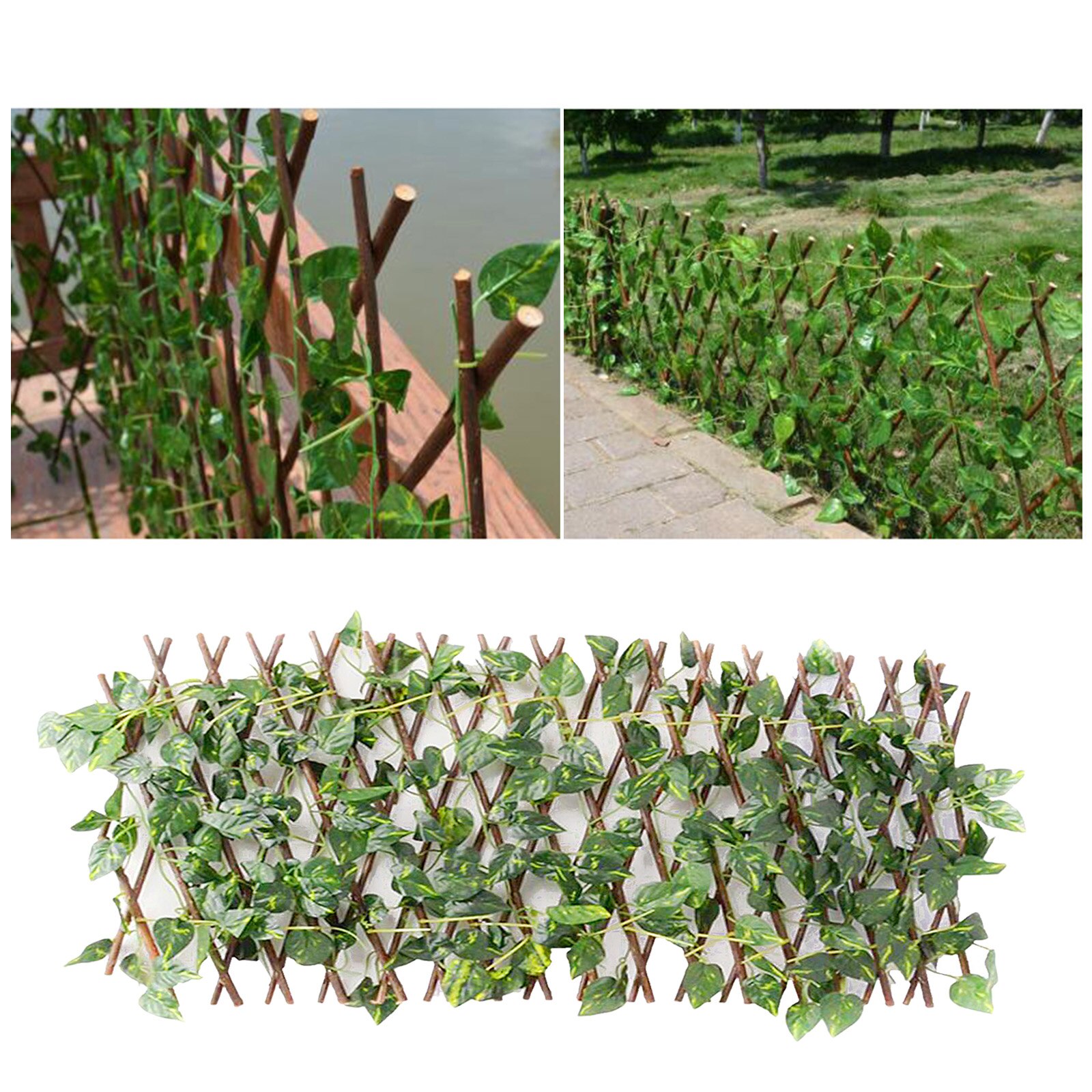 Garden Fence Expandable Faux Ivy Plant for Home Garden Outdoor Balcony Decor