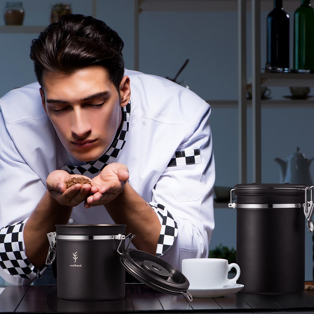 Coffee Canister With Scoop Airtight Coffee Container Stainless Steel Storage Canister Set For Coffee Beans Tea 22oz 660g