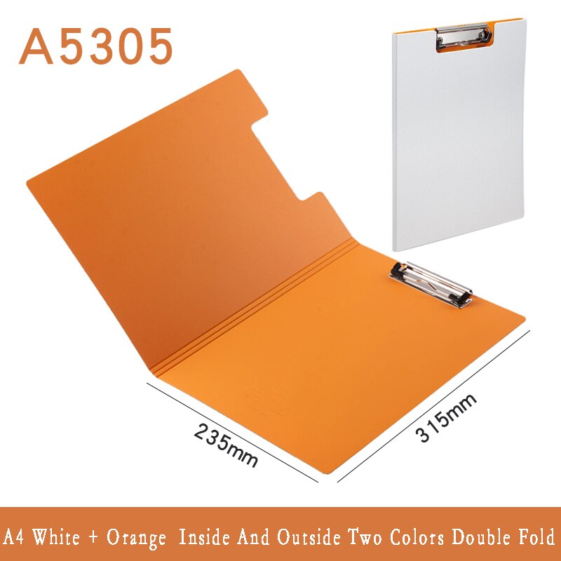 A4 Multi-function Writing Clip Office Supplies with Storage Double Fold Board Writing Board School Supplies Office Professionals: Double fold orange