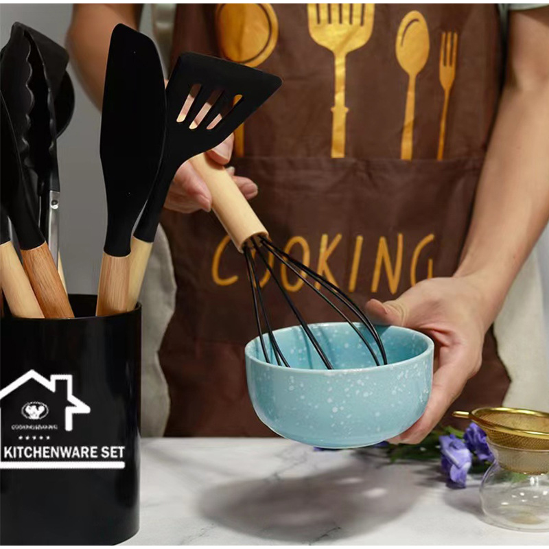 12 peças kit de cozinha de silicone utensílios de qualidade alimentar conjuntos de cozinha turner espátula colher de medição prático panelas ferramenta kitchenwa